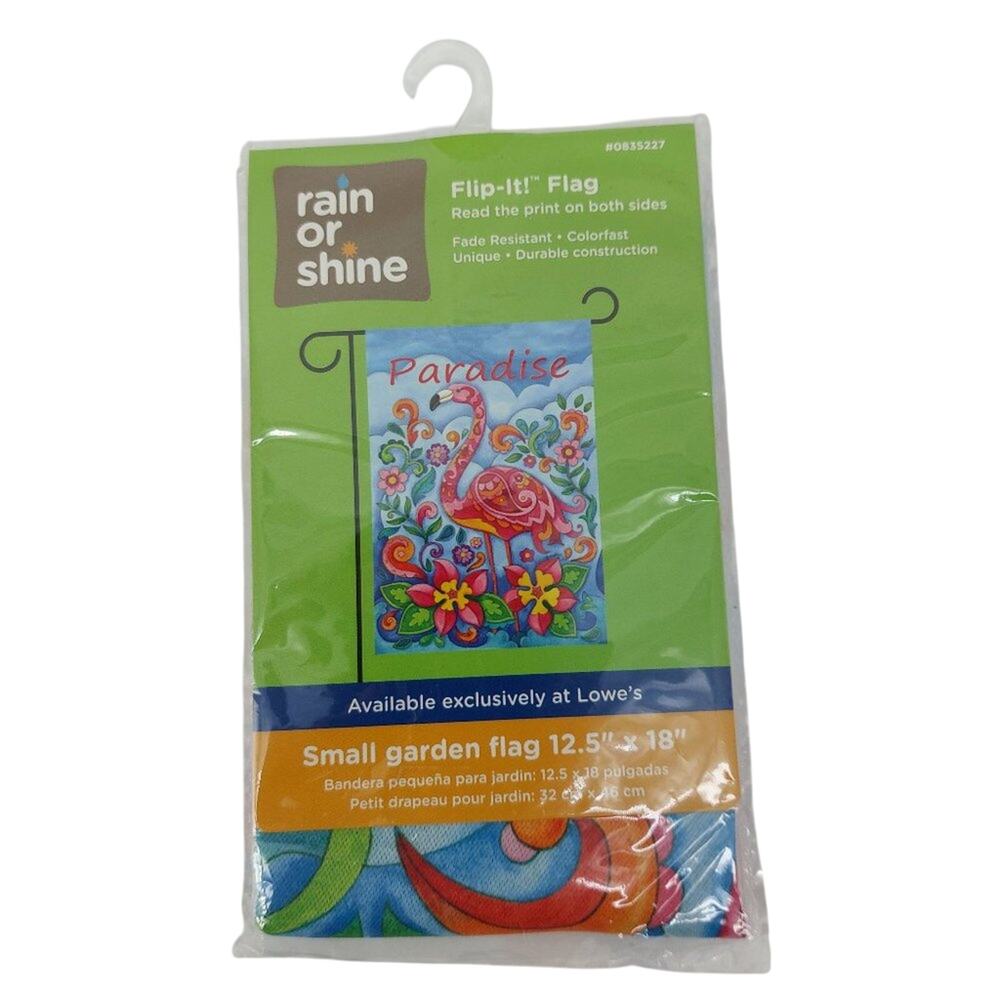 Rain or Shine Garden Flag Flip it Lawn Decoration Paradise Pink Flamingo